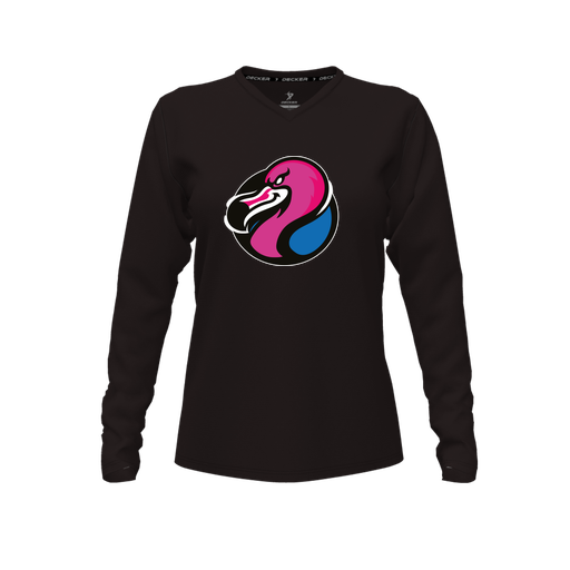 [FTLVPTBK-FYXS-LOGO1] Decker Performance T-Shirt (Female Youth XS, Black, V Neck, Logo 1, Long Sleeve)