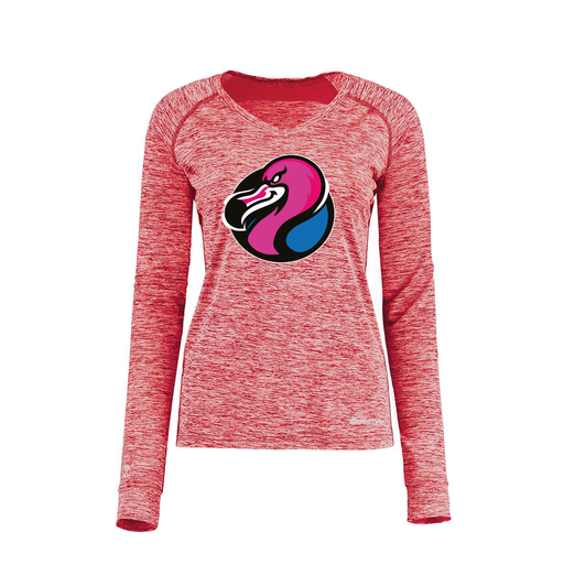 [222770.T20.XS-LOGO1] Ladies Electric Long Sleeve Shirt (Female Adult XS, Red, Logo 1)