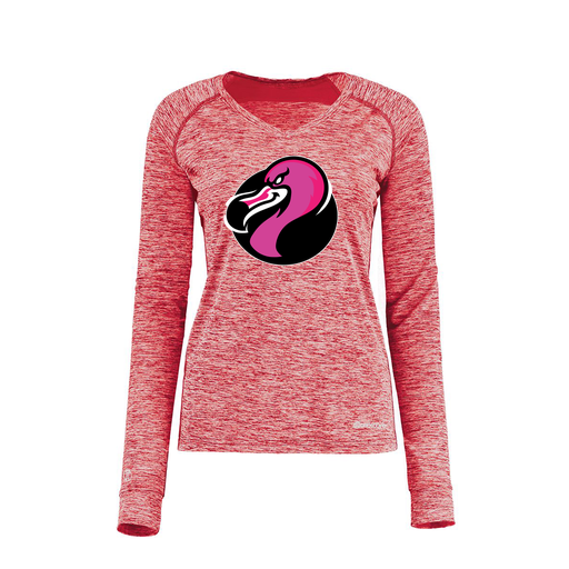 [222770.T20.XS-LOGO2] Ladies Electric Long Sleeve Shirt (Female Adult XS, Red, Logo 2)