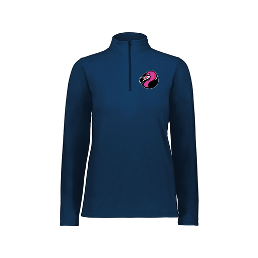 [6864.065.XS-LOGO2] Ladies MicroFleece 1/4 Zip Pullover (Female Adult XS, Navy, Logo 2)