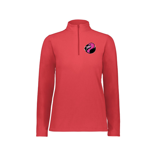[6864.083.XS-LOGO2] Ladies MicroFleece 1/4 Zip Pullover (Female Adult XS, Red, Logo 2)